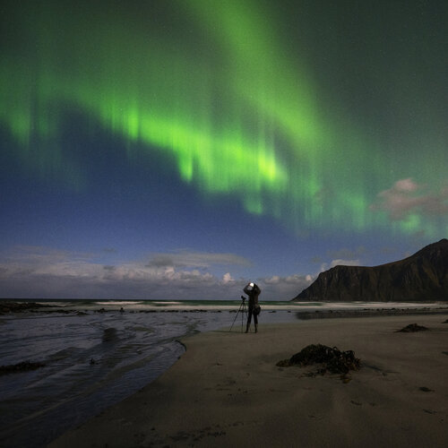 Alone under aurora  80x80 cm Peter Cech