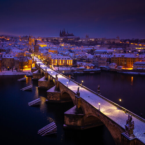 Winter dream about Prague   80x80 cm van Peter Cech, Fotografie te koop op Singulart