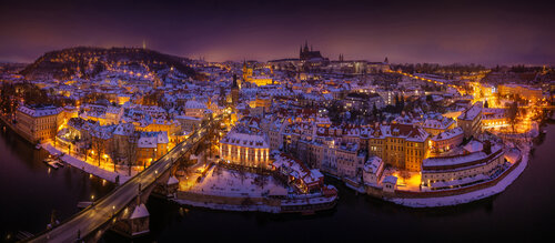Winter fairytale above Prague  80x160 cm / 32x64 in / (Edition of 6 from 7 pieces ) di Peter Cech, Fotografia in vendita su Singulart