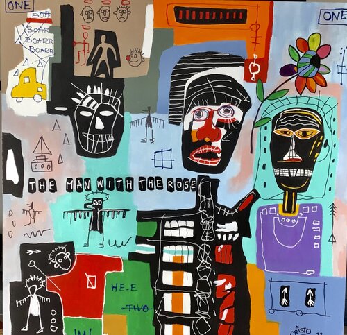 L’homme à la rose by Renaud Cristofari, Painting for Sale on Singulart
