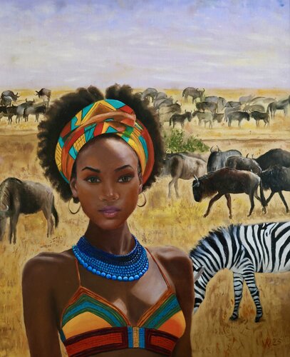 The African Princess van Veronique Fournier-Wynne, Schilderij te koop op Singulart
