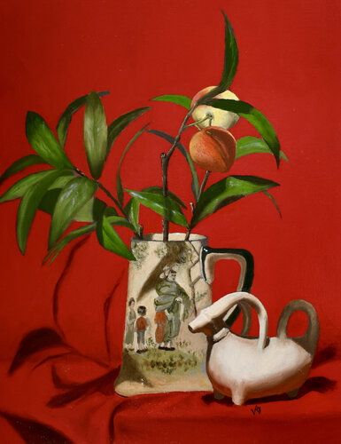 Still Life in Red by Veronique Fournier-Wynne, 회화 for Sale on Singulart