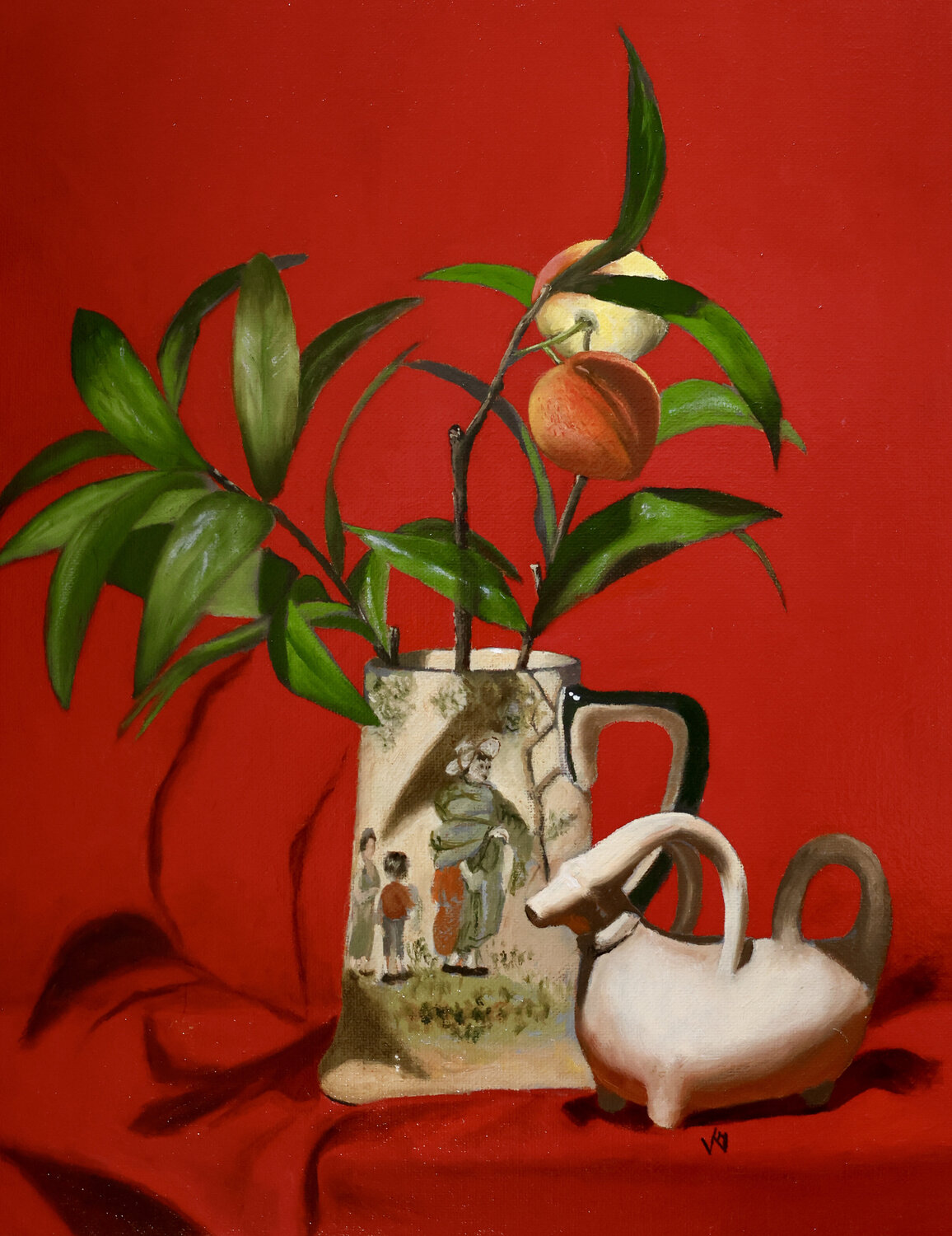 Still Life in Red Veronique Fournier-Wynne Originalgemälde zu verkaufen