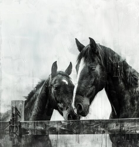 Silent Grace: Monochrome Equine Symphony de Betty Khatchikian, Impresión a la venta en Singulart