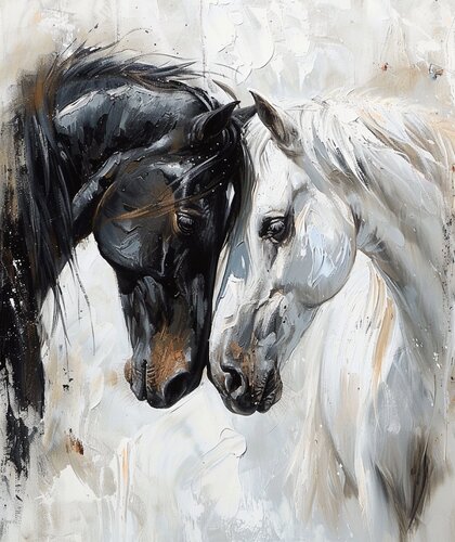“Equine Embrace: A Tale of Two Hearts” by Betty Khatchikian, Print for Sale on Singulart