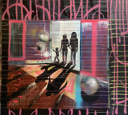 Three Figures At a Crossing de PJ Riley, Pintura a la venta en Singulart