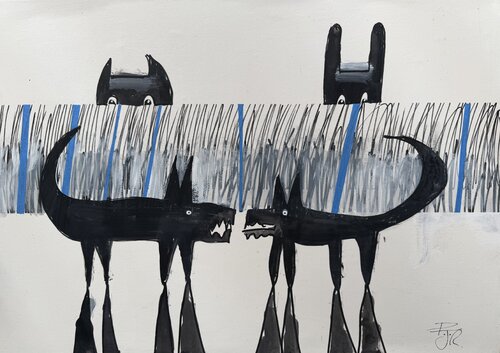 Trouble in the Long Grass par PJ Riley, Peinture en vente sur Singulart
