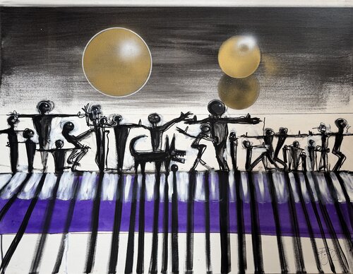 Two Moon Symphony no1 by PJ Riley, Painting for Sale on Singulart