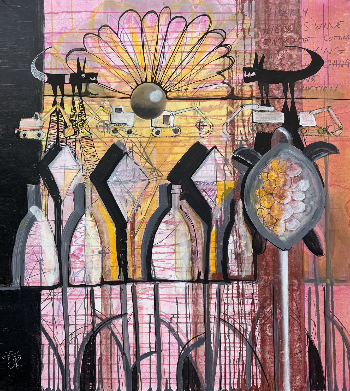 Hibiscus Wine , Kite Flying PJ Riley Original painting for sale