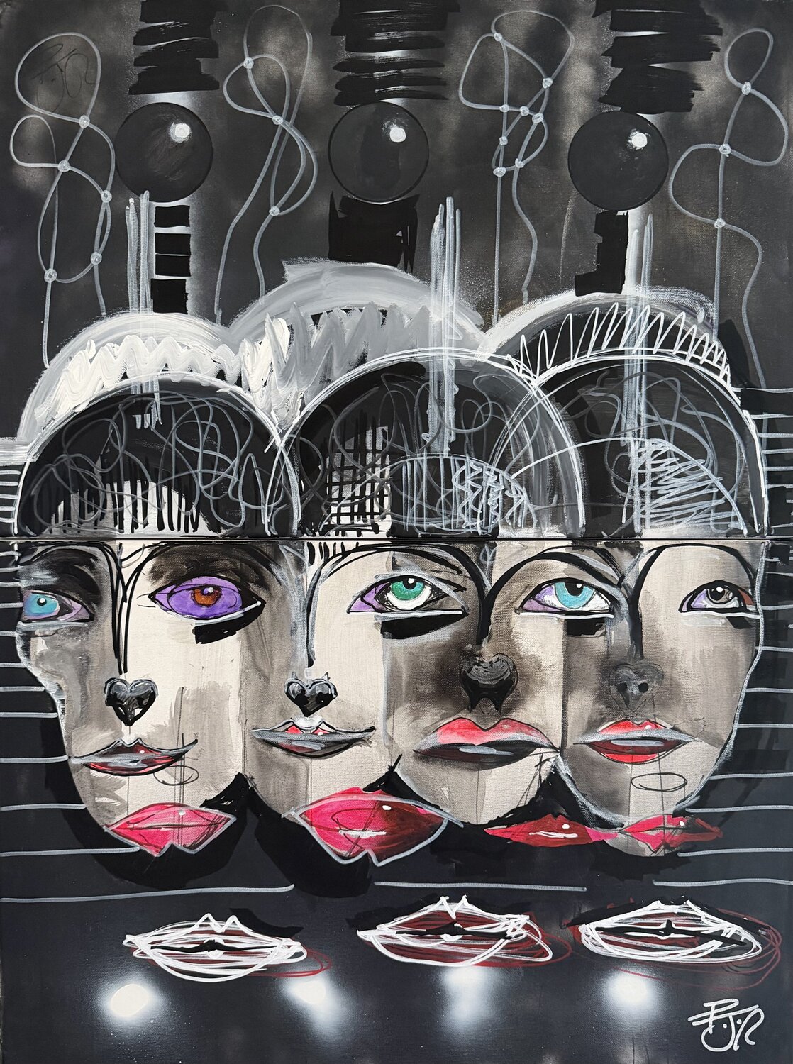 Air Kiss (We Are Of One Mind) PJ Riley Peinture originale à vendre