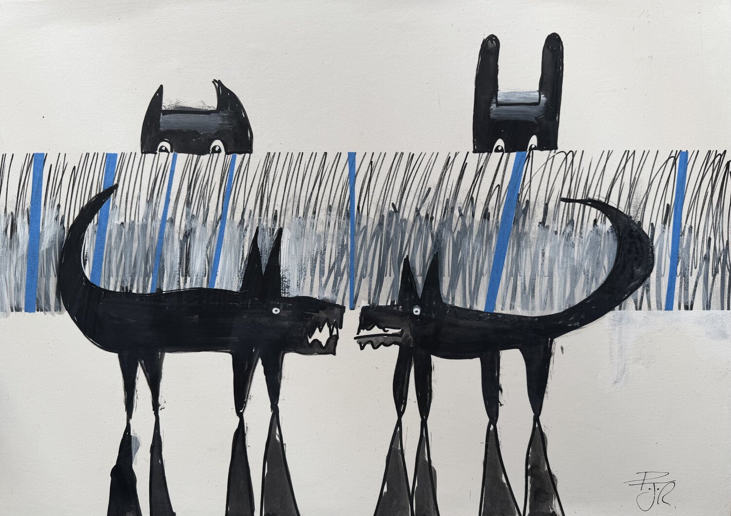 Trouble in the Long Grass PJ Riley Peinture originale à vendre