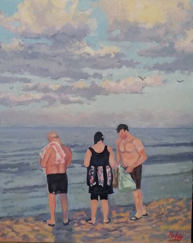 Day at the Beach di Balazs Feher, Pittura in vendita su Singulart