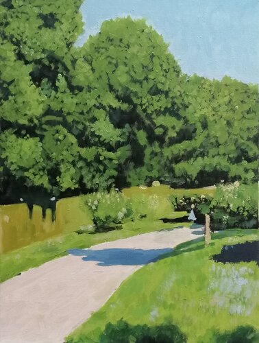 Garden walk di Balazs Feher, Pittura in vendita su Singulart
