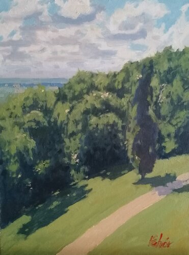 hillside forest di Balazs Feher, Pittura in vendita su Singulart
