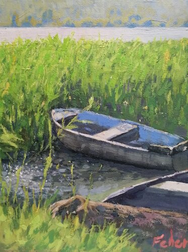 Row Boats di Balazs Feher, Pittura in vendita su Singulart