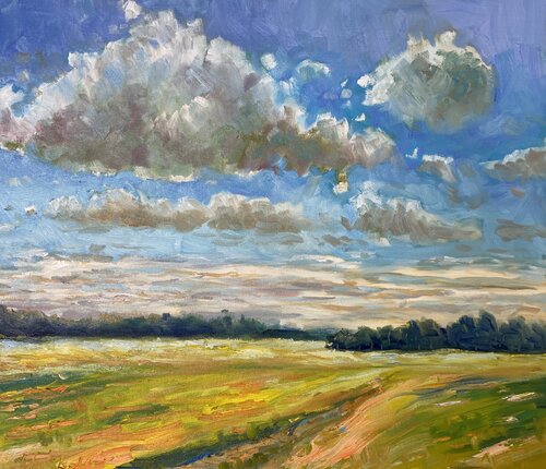 Sky over yellow field von Vasily Kulchenko, Malerei kaufen auf Singulart