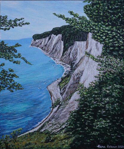 Kreidefelsen auf der deutschen Insel Rügen in der Ostsee de Alena Drisner, Pintura a la venta en Singulart