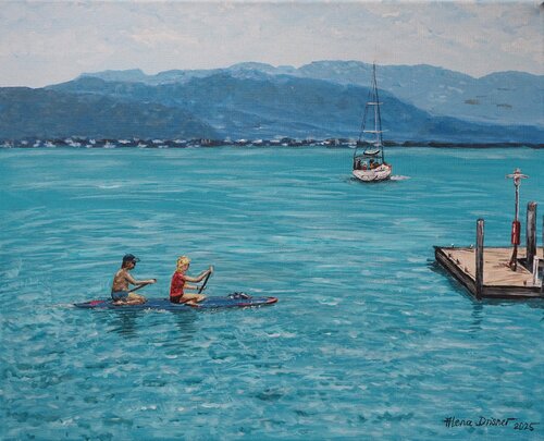 Mit dem Paddelboot auf dem Bodensee de Alena Drisner, Pintura a la venta en Singulart