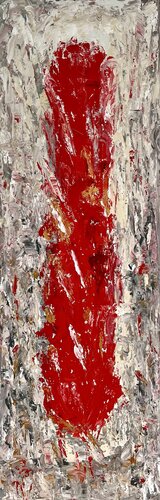 Rot, weiß, grau antik-anmutend wird abstrakt / SOLO Ausstellung "Berlin Goes Abstract" PICE Gallery di Ben Plaumann, Pittura in vendita su Singulart