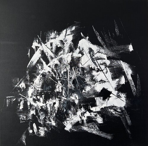 Schwarz und weiß  wird abstrakt di Ben Plaumann, Pittura in vendita su Singulart