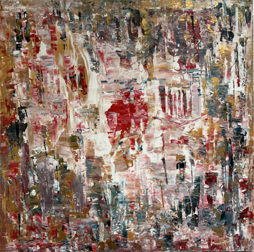 Gold, rot, weiß, blau antik wird abstrakt di Ben Plaumann, Pittura in vendita su Singulart