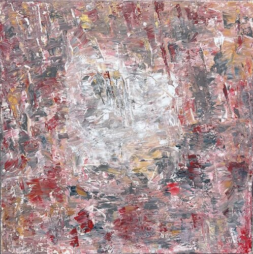 Gold, grau, rot antik wird abstrakt / Teil meiner SOLO Ausstellung "Berlin Goes Abstract" PICE Gallery di Ben Plaumann, Pittura in vendita su Singulart