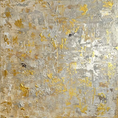 Yin no. 2 in gold, silber und weiß antik-anmutend di Ben Plaumann, Pittura in vendita su Singulart