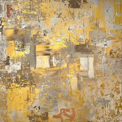 Yin no. 5 in gold und silber antik-anmutend / Singulart Galerie kuratiert di Ben Plaumann, Pittura in vendita su Singulart