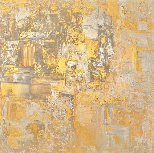 Yin no. 6 in gold und silber antik-anmutend / Singulart Galerie kuratiert di Ben Plaumann, Pittura in vendita su Singulart