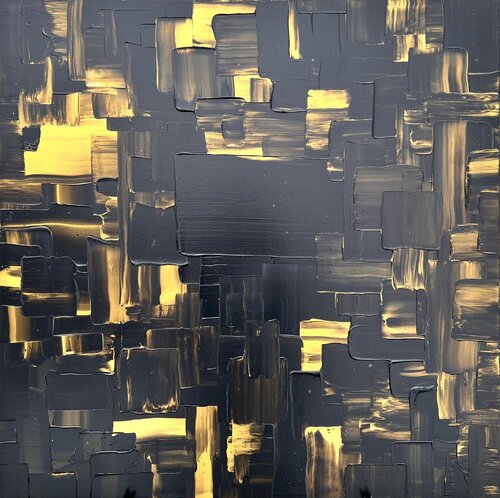 Yang no. 4 in schwarzem Gold / Singulart Galerie kuratiert di Ben Plaumann, Pittura in vendita su Singulart
