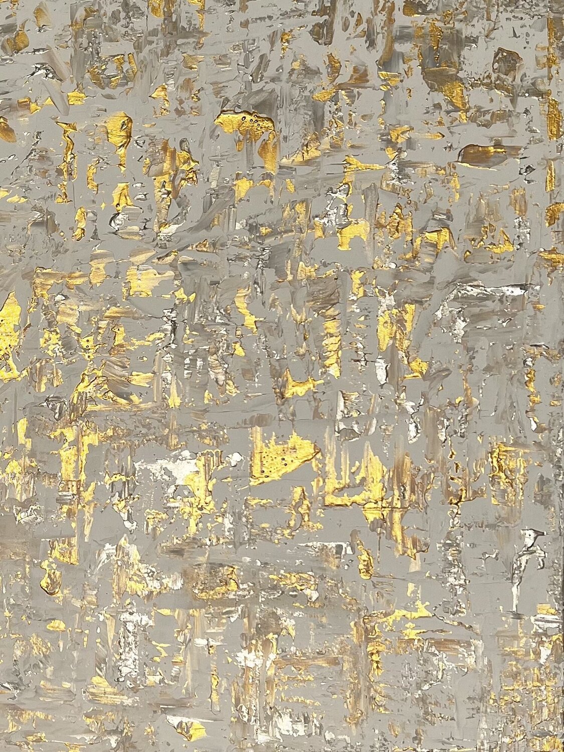 Yin in gold und titangrau einer antiken Anmutung wird abstrakt Ben Plaumann Originalgemälde zu verkaufen