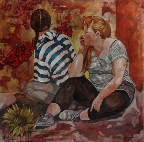 Le amiche by Mara Isolani, Painting for Sale on Singulart