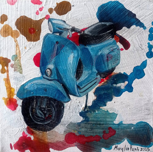 Vespa azzurra by Mara Isolani, Painting for Sale on Singulart