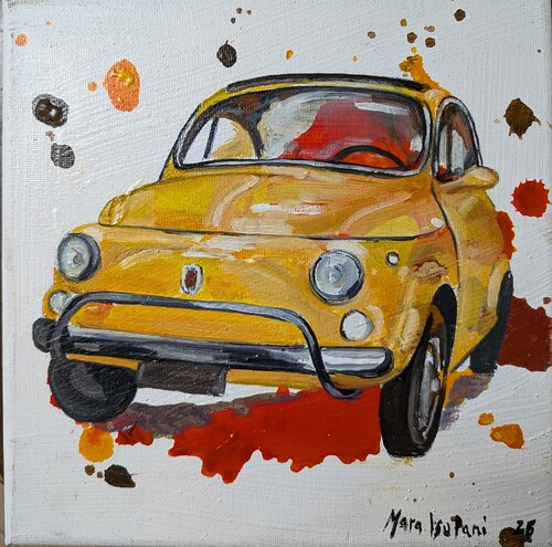 FIAT 500 gialla von Mara Isolani, Malerei kaufen auf Singulart