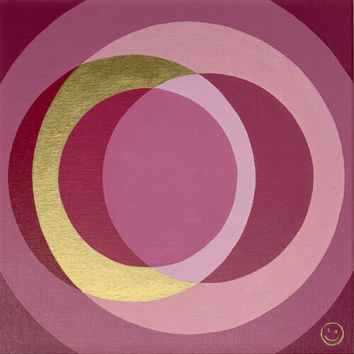 Circles of Joy - Harmony of Roses and Gold von Laura Rota, Malerei kaufen auf Singulart