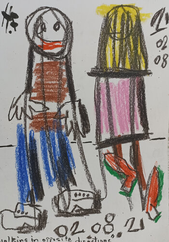 Walking in different directions by Harry FENNEY, 종이 for Sale on Singulart