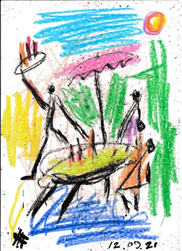 Table vers la rue by Harry FENNEY, 종이 for Sale on Singulart