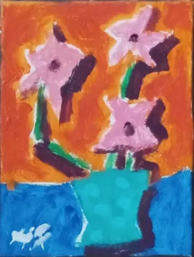 three pink flowers von Harry FENNEY, Malerei kaufen auf Singulart