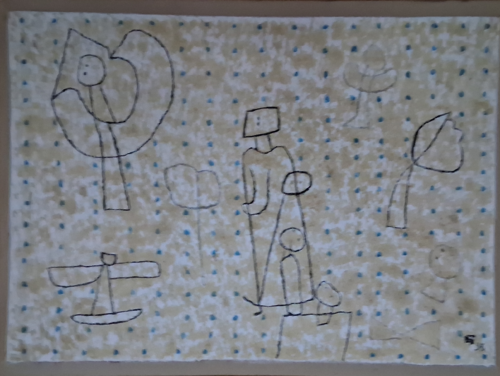 vision; angel, man in tree, family de Harry FENNEY, Obra en papel a la venta en Singulart