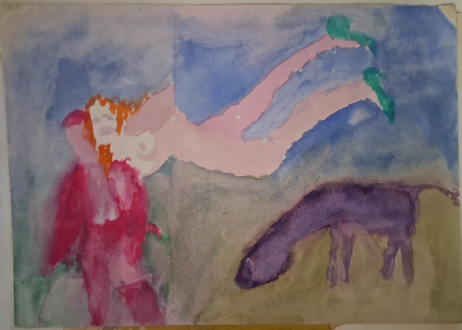 Horse grazing Harry FENNEY Œuvre sur papier à vendre