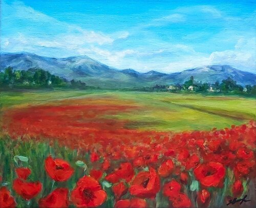 Les Coquelicots des Vosges von Olena Noizet, Malerei kaufen auf Singulart