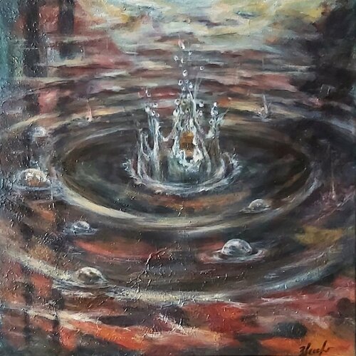 Flaque d'eau comme l'univers par Olena Noizet, Peinture en vente sur Singulart