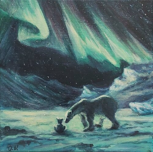 Les ours du Nord von Olena Noizet, Malerei kaufen auf Singulart