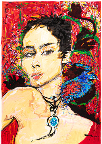 FEMME A L'OISEAU de Saba Coquillard, Pintura a la venta en Singulart