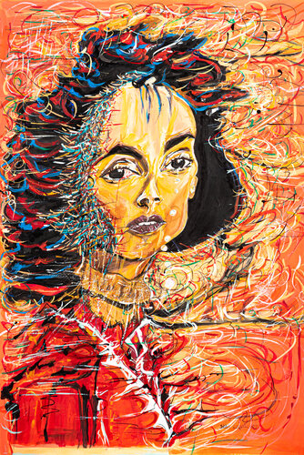 FEMME AUX LARMES DE PERLES di Saba Coquillard, Pittura in vendita su Singulart