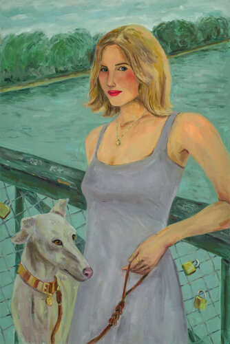 Love Lock Bridge Greyhound van Katherine Lewis, Schilderij te koop op Singulart