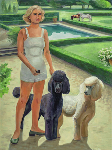 Portrait with Standard Poodles von Katherine Lewis, Malerei kaufen auf Singulart