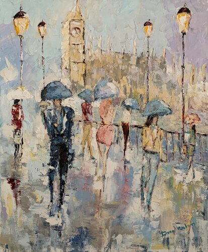 Pioggia Londinese by Dora Kalinova, 油畫 for Sale on Singulart