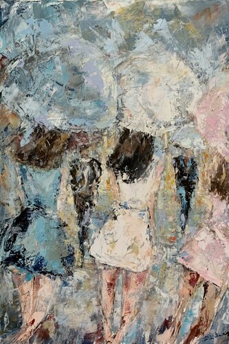 Incontri sotto la pioggia by Dora Kalinova, 油畫 for Sale on Singulart