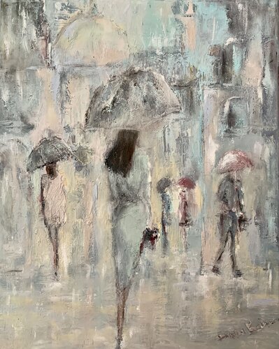 A Roma sotto la pioggia by Dora Kalinova, Painting for Sale on Singulart